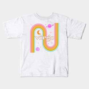 virgo 70s Rainbow with planets Kids T-Shirt